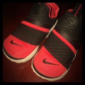 Red black and white toddler sneakers